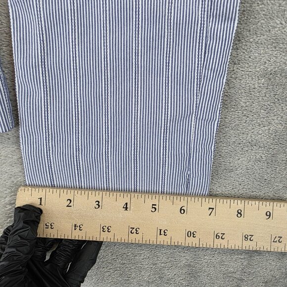 Chico's Pants Womens 8 Blue White Striped Straight Leg Stretch Side Slit Hem - Picture 5 of 14